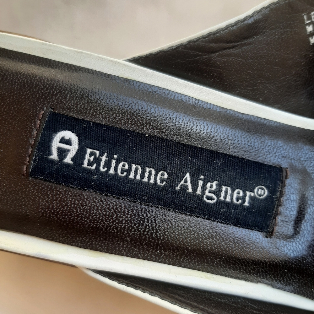 Etienne Aigner Leather square toe Sandals 8 1/2 M - Picture 8 of 9